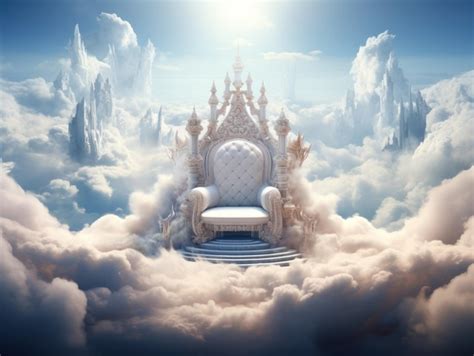 Premium Ai Image A White Throne In The Middle Of White Clouds A