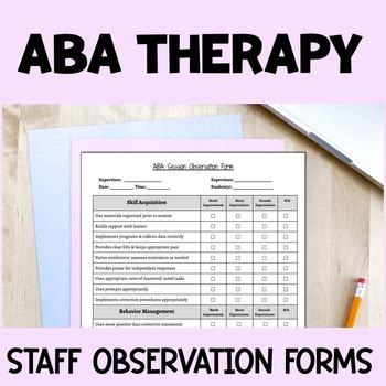 ABA Digital Observation Checklist Form For Supervision Editable Free