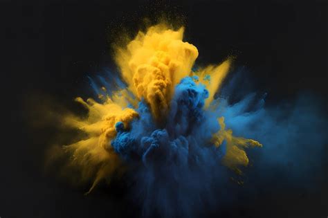Premium Ai Image A Blue And Yellow Explosion With A Yellow And Blue
