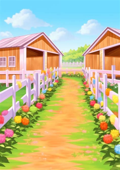 Farmyard Outside Scenery Illustration Stock Illustration Illustration