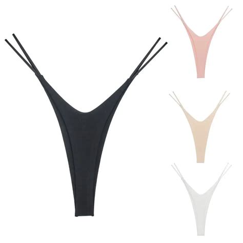 Tanga De Algod N Con Abertura Alta Para Mujer Bikini Doble De Tiro Bajo Cintura El