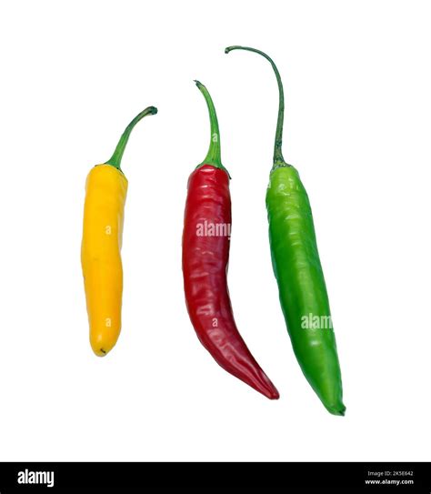 Colorful Hot Chili Peppers Isolated On White Background Stock Photo Alamy