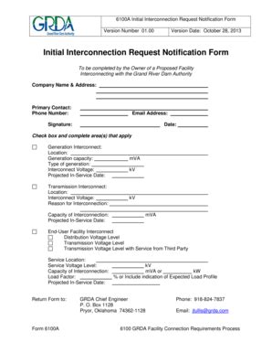 Fillable Online Initial Interconnection Request Notification Form Fax