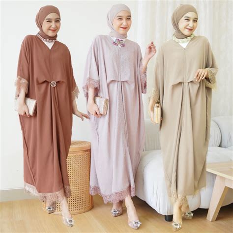 Jual Kaftan Crinkel Aiflow Kaftan Crinkle Mix Brukat Kaftan Lebaran