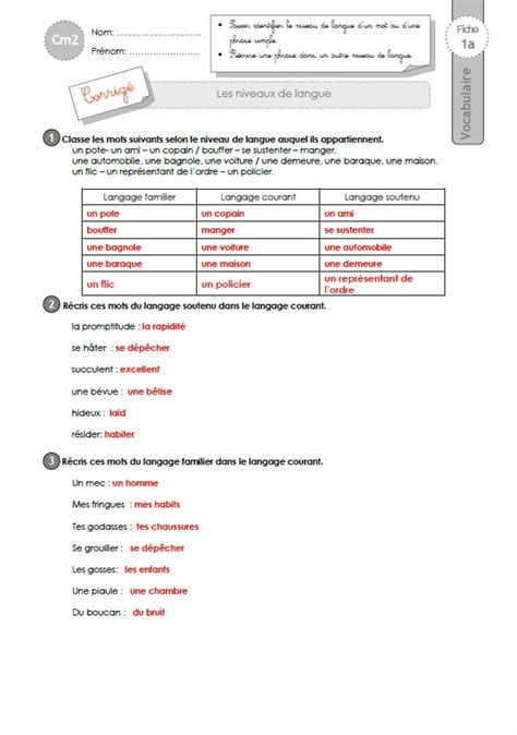 Exercices Cm2 Francais A Imprimer