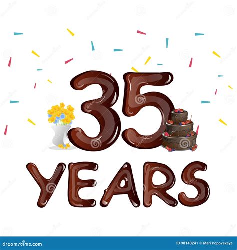 Gelukkige Verjaardag Vijfendertig 35 Jaar Vector Illustratie
