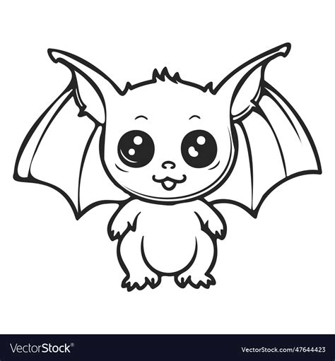 Coloring page simple black and white cute bat Vector Image