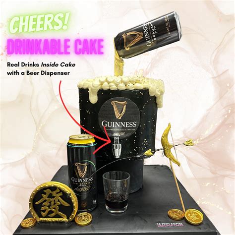 Black Gold Prosperous Gravity Defying Beer Barrel Dispenser Cake Beer [drinkable Cake] Cake With