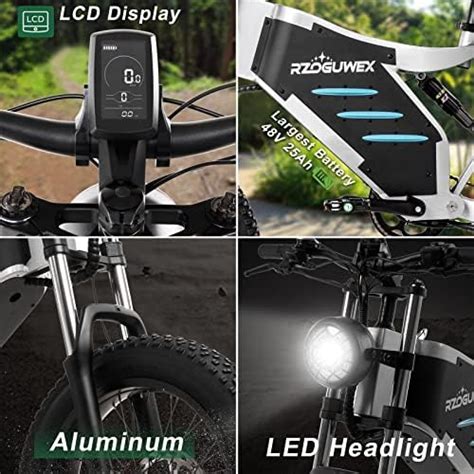 Rzoguwex Electric Bicycle Inch Off Road Ebike For Adults With V