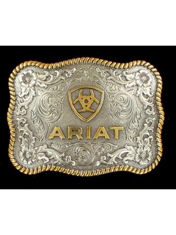 Ariat® Men's Rectangular Gold & Silver Logo Belt Buckle