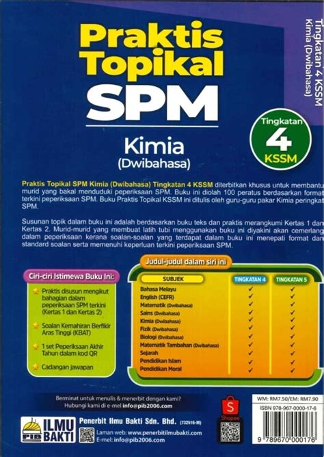 Praktis Topikal Kimia Dwibahasa Tingkatan Kssm Spm