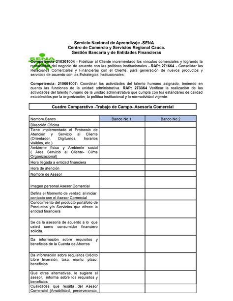 Cuadro Comparativo Trabajo De Campo 2561108 Servicio Nacional De