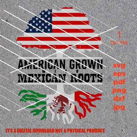 American Grown Mexican Roots Svg Dxf America Flag Bandera Etsy Espa A