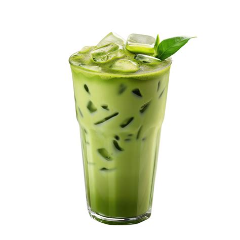 AI Generated Iced Matcha Latte Isolated On Transparent Background