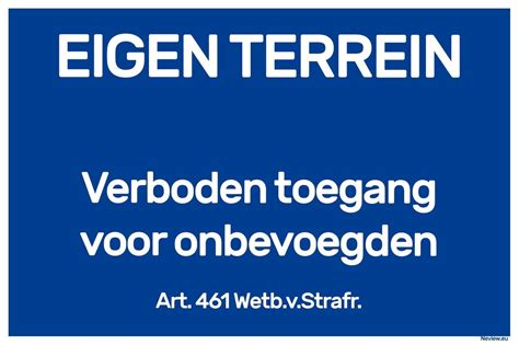 Verboden Toegang Bord 20x30 Cm Eigen Terrein Bord Verboden