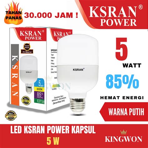 Jual Ksran Lampu Led Watt Power Putih Kapsul Bulb Bohlam Led Murah