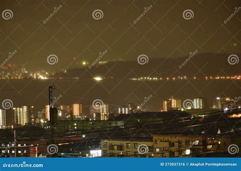 Landscape of Building and Street in Night Stock Photo - Image of dark ...