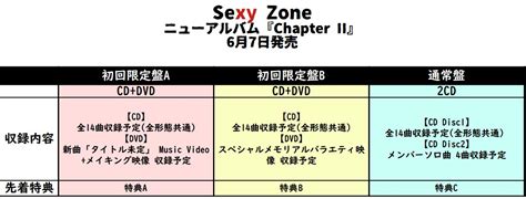 ジャニーズinfo On Twitter 📢sexy Zone、ニューアルバム『chapter Ii』6月7日発売！ 💡9枚目のオリジナル