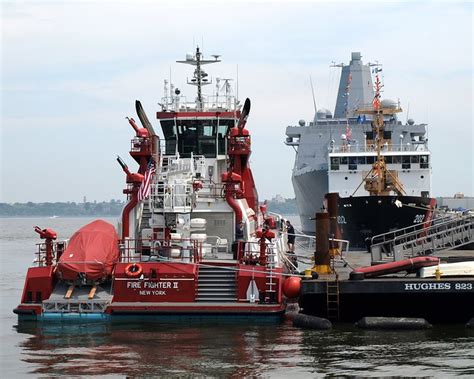 FDNY FIRE FIGHTER II Fire Rescue Boat And USS NEW YORK LPD 21 Navy