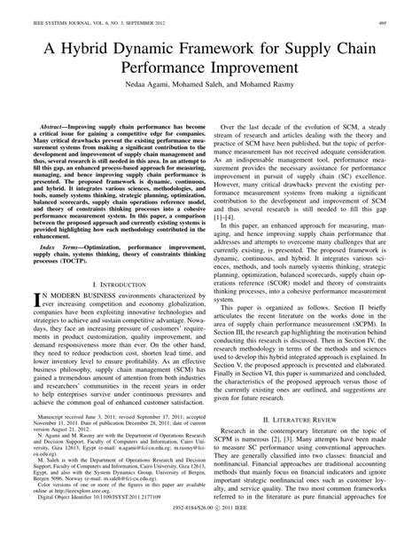 PDF A Hybrid Dynamic Framework For Supply Chain Performance Improvement