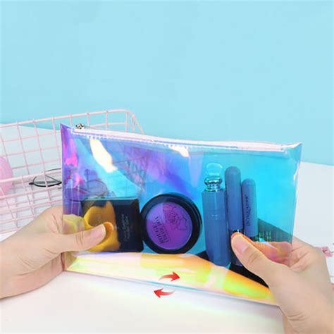 China Travel Waterproof Tpu Premium Holographic Makeup Bag Ziplock Lady