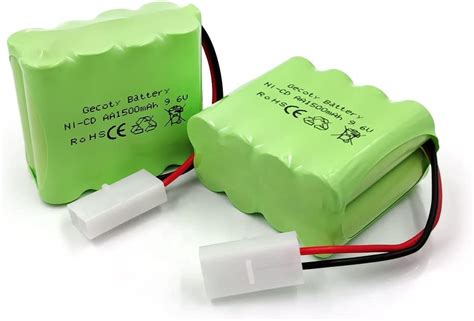 Gecoty 9 6v Rc Battery 2 Pack 1500mah Ni Cd Rechargeable 8 Cells Aa Battery Packs