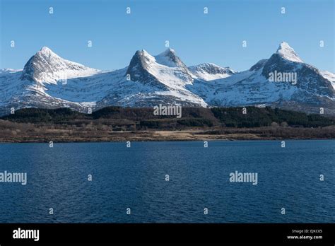 Norway Nordland Four Of The Seven Sisters Mountains Stock Photo Alamy