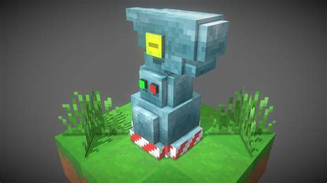 Robo Turret Minecraft Voxel Style D Model By Rovani C D