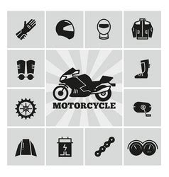 Motorcycle Parts Black Set Royalty Free Vector Image