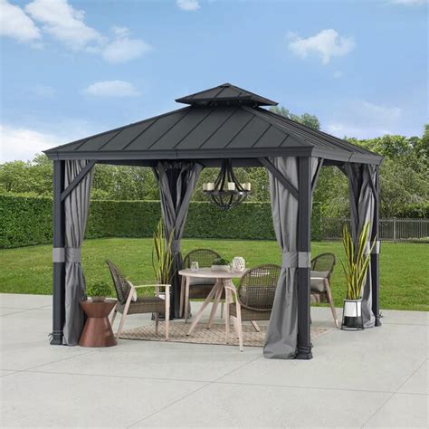 Sunjoy Gazebo De Patio En Acier De 10 Pieds De Largeur X 10 Pieds De Profondeur Et Commentaires