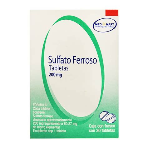 Sulfato Ferroso Medi Mart 200 Mg 30 Tabletas Walmart