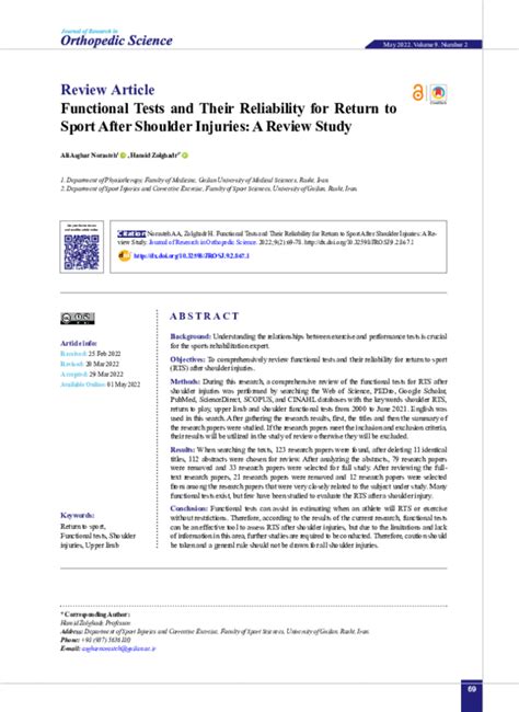 Pdf Functional Tests And Their Reliability For Return To Sport After Shoulder Injuries A