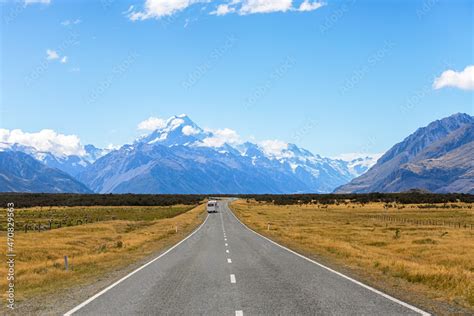 Mount Cook Viewpoint With The Lake Pukaki And The Road Leading To Mount