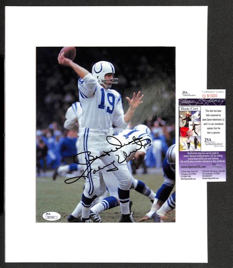 Lot Detail Johnny Unitas Matted Autographed Laminated 8 X 10 Image