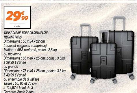 Promo Valise Cabine Noire Ou Champagne Murano Paris Chez Netto