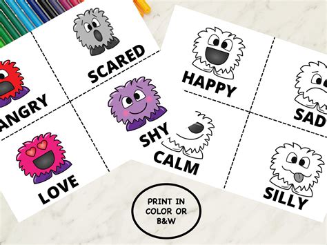 Emotions Flashcards Autism Flashcards Printable Emotions Cards For