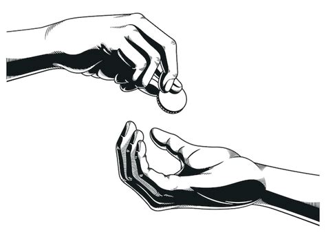 Premium Vector Silhouette Hands Giving Receiving Welfare Money