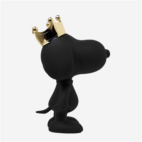 Snoopy Crown Peanuts Sculpture Cm Matt Black Chromed Gold