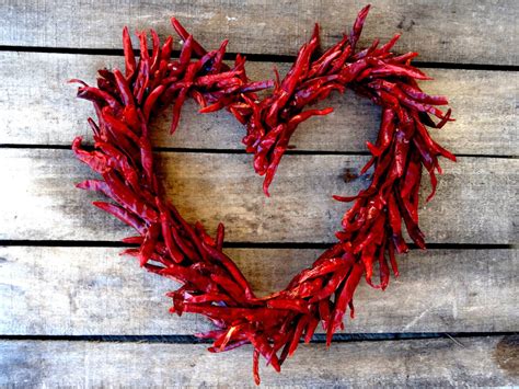 Red Hot Chili Pepper Heart Wreath Dried Chili Pepper Wreath