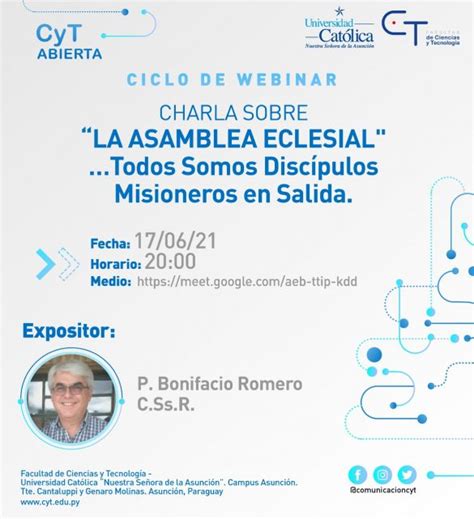 Charla virtual La Asamblea Eclesial todos somos discípulos Misioneros