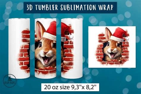 3d Christmas Winter Hare Tumbler Wrap Graphic By Olga Boat Design