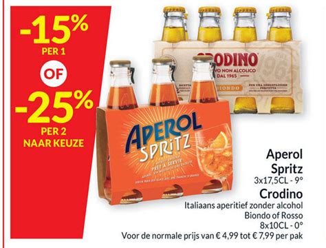 Aperol Spritz 3x17 5cl Crodino Italiaans Aperitief Zonder Alcohol