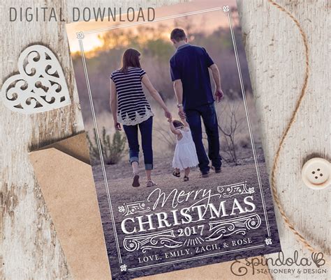 Merry Christmas Photo Card PRINTABLE | Etsy