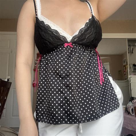 Black White And Pink Lingerie Top Super Cute And Depop