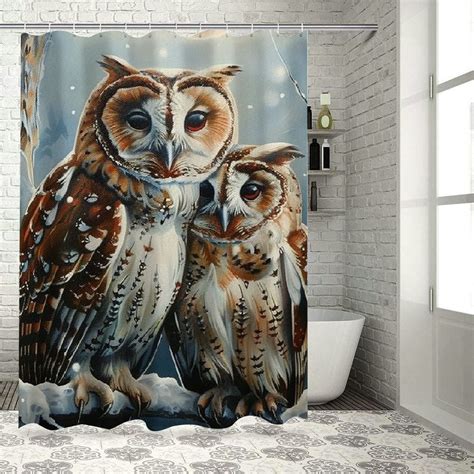 Bciig Owls Moon Snow Bathroom Decor Set Colorful Luxurious Graphic