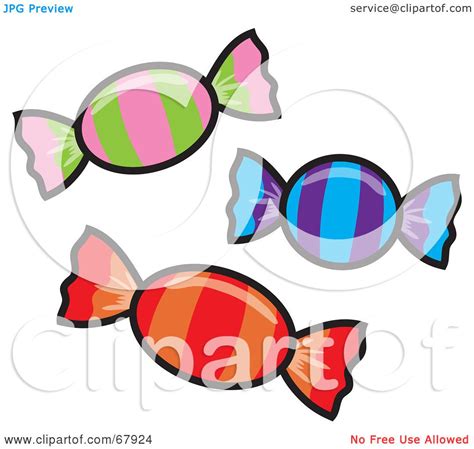 Royalty-Free (RF) Clipart Illustration of Three Hard Candies In Colorful Wrappers by Rosie Piter ...