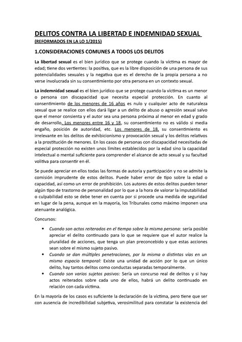 Delitos Contra La Libertad E Indemnidad Sexual Delitos Contra La Libertad E Indemnidad Sexual