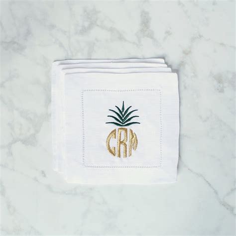 Amazon Monogram Linen Cocktail Napkin Set Embroidered Cocktail