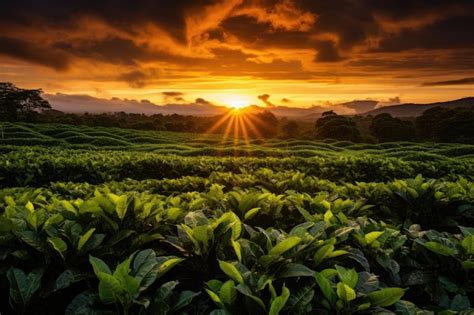 Paisaje Cafetalero Al Atardecer En La Plantaci N Imagen Premium