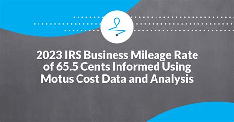 Motus Cost Data Informs 2023 IRS Business Mileage Rate of 65.5 Cents | Motus